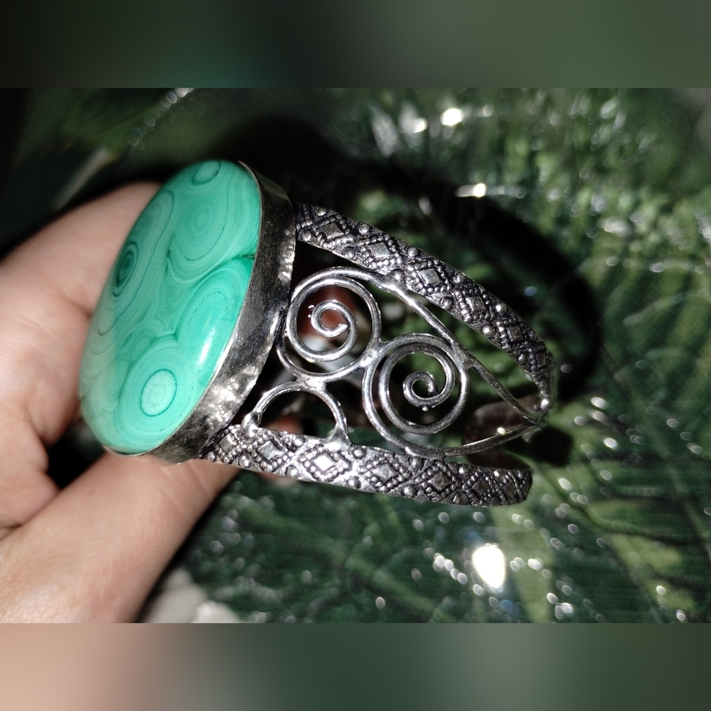 Malachite 925 Silver Bracelet - image 2
